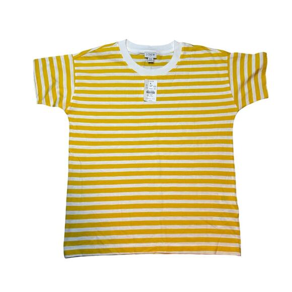 J.Crew Factory Yellow White Striped Cotton Crewneck Tee XXS NWT - Picture 3 of 5